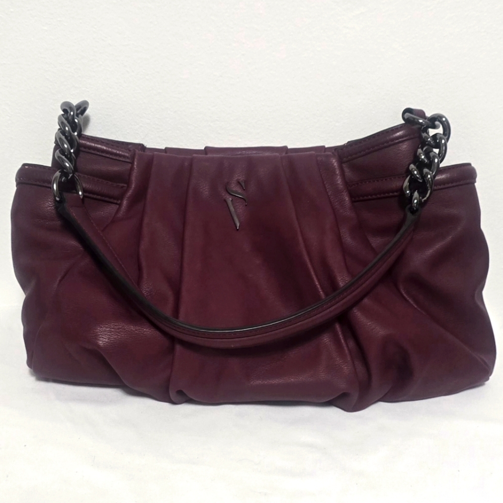 892 Simply Vera Wang Plumb Non-Leather Hobo Shoulder Bag Purse Career Med Size